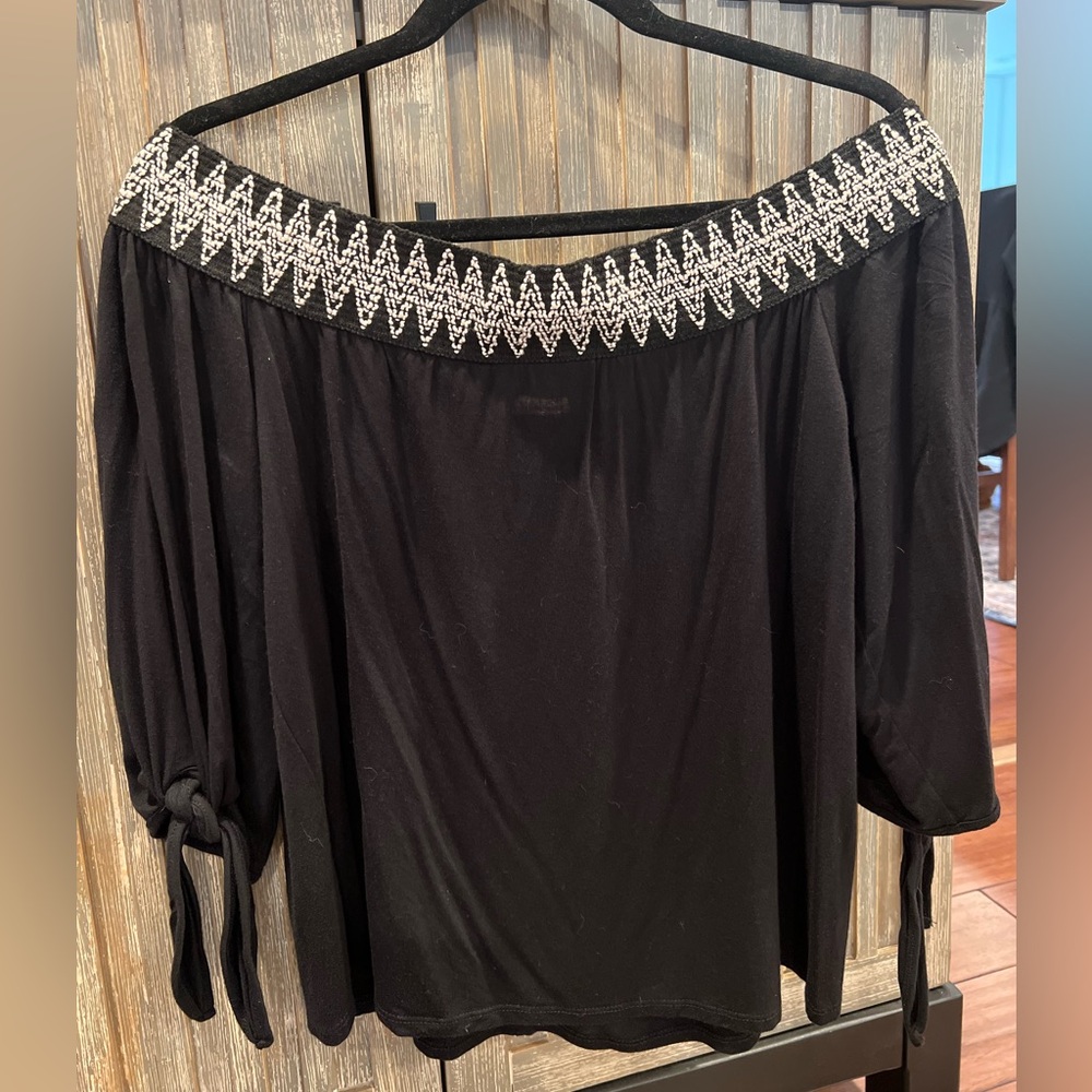 Wide neck line black blouse - NWOT